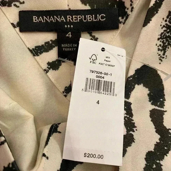 Banana Republic Women’s Short Sleeve Blouse Zebra black ruffles high waist NEW 4 - Picture 6 of 10